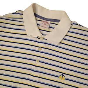 Brooks Brothers 1818 Polo Shirt Mens Medium Blue White‎ Striped Cotton Logo